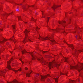 6PF238: Plastic Round Faceted Transparent Orange 6mm 500PPK