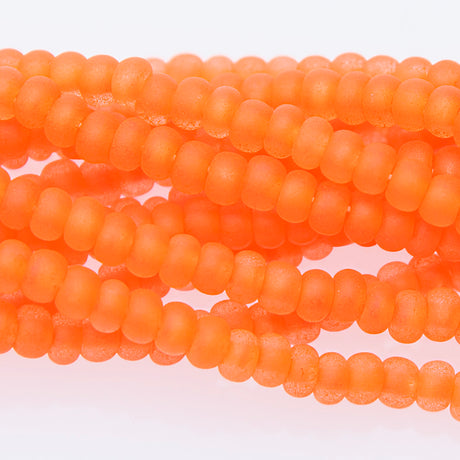 6SB638-NTR: CZ Seed Bead Neon Orange On Crystal 6/0 - 6STR