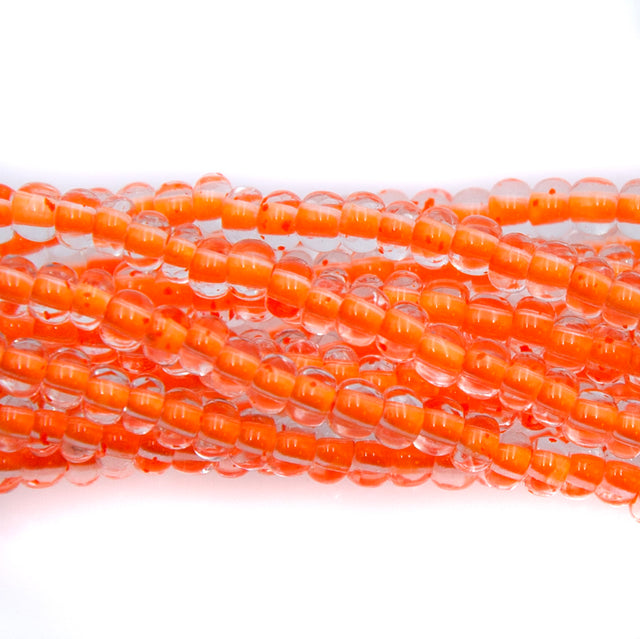 6SB734-N: CZ Seed Bead Neon Lined Orange 6/0 Uv Reactive 36STR
