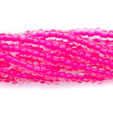 6SB793-N: CZ Seed Bead Neon Lined Pink 6/0 Uv Reactive 36STR