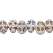 6ST50-WH: 14x10mm White Magnesite Skull Beads 15.5"