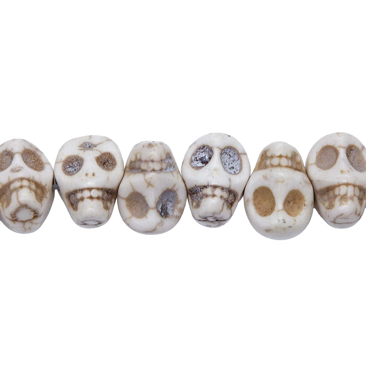 6ST50-WH: 14x10mm White Magnesite Skull Beads 15.5"