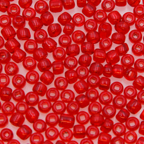 6SV244-4Q: Vintage Venetian Seed Bead Transparent Red #4 SQ Hole 6/0 - 500 Grams