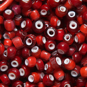 6SV7999-7: Vintage Venetian White Heart Mix Red 6/0 250 Grams