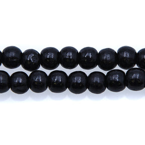 6WO109: Wood Round Black 6mm 2.5mm ID 100 PC St