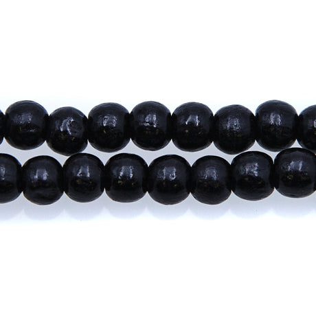 6WO109: Wood Round Black 6mm 2.5mm ID 100 PC St