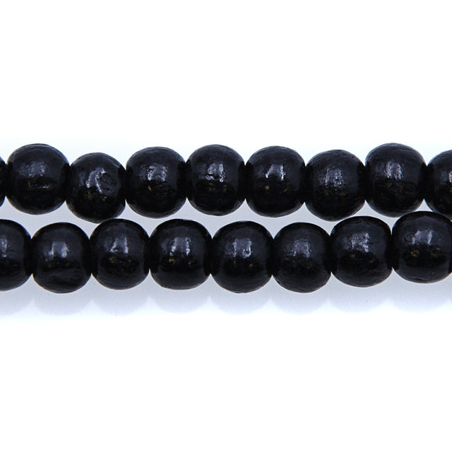 6WO109: Wood Round Black 6mm 2.5mm ID 100 PC St