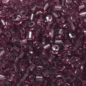 72SV297-3: Vintage Venetian BUGLE Transparent Plum #3 SQ Hole 2mm 250 Grams