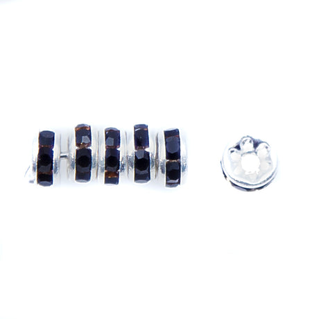 73CC109-S: Preciosa R/S Rondell Jet Silver 5mm-- 48PC