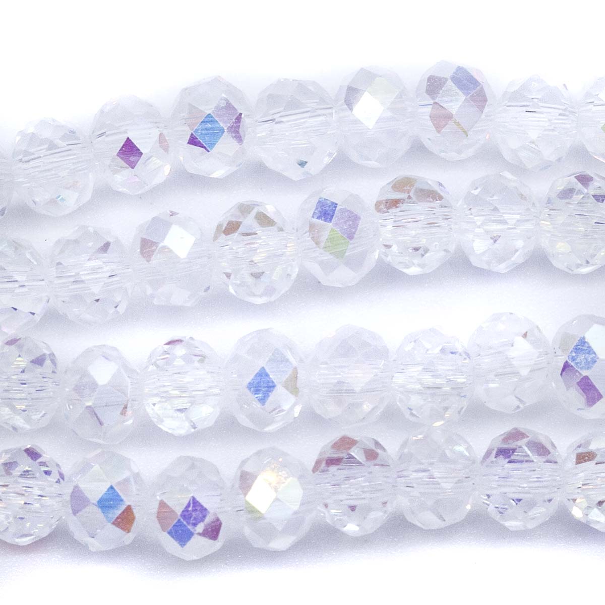 73CD512: Crystal Round Rondelle Crystal Aurora Borealis Finish 4x6mm 1 String