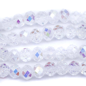 73CD512: Crystal Round Rondelle Crystal Aurora Borealis Finish 4x6mm 1 String
