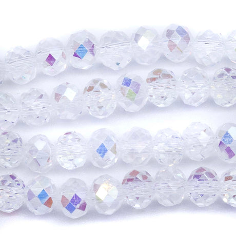 73CD512: Crystal Round Rondelle Crystal Aurora Borealis Finish 4x6mm 1 String