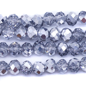 73CD817: Crystal Round Rondelle Dark Nickel Silver 4x6mm 1 String