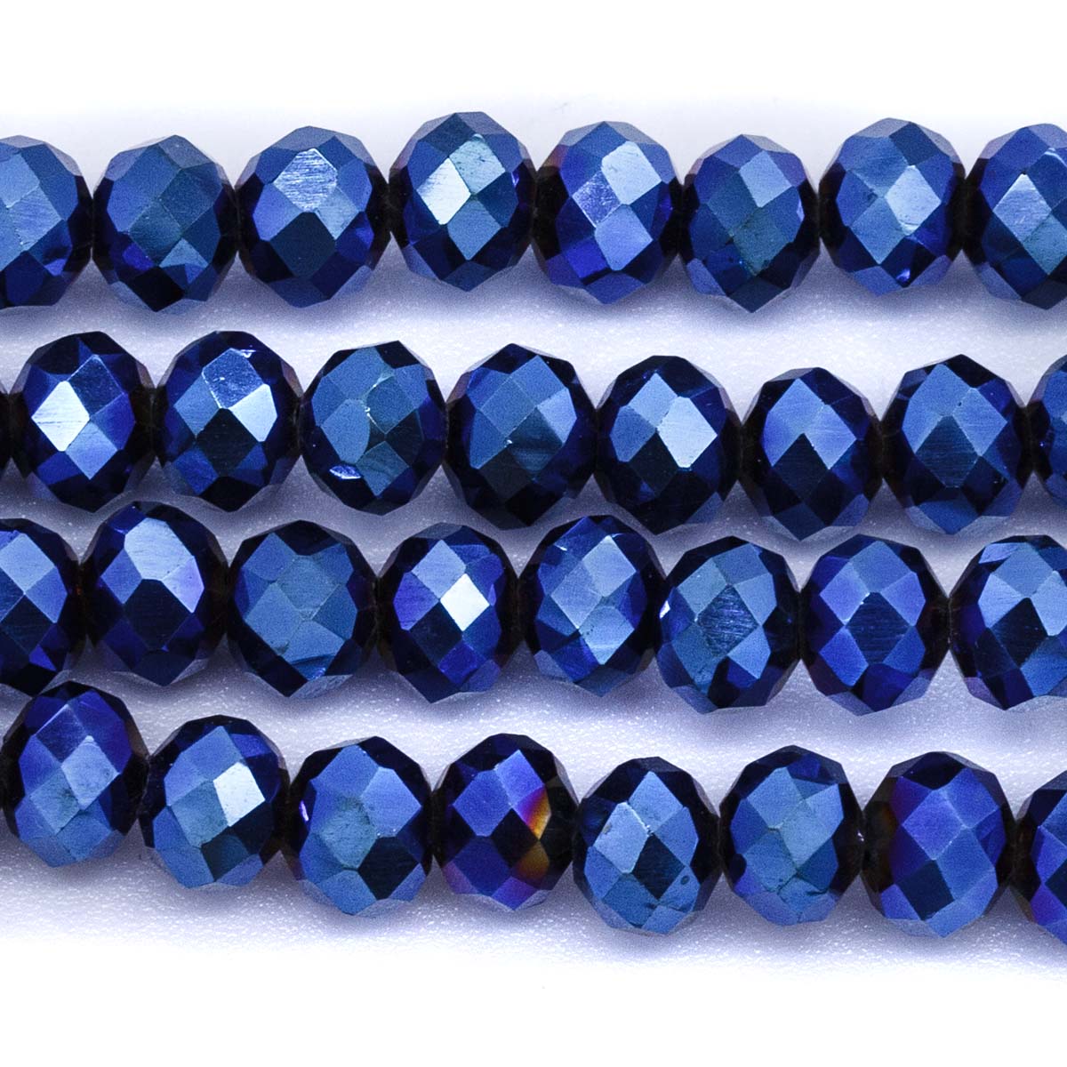 73CD878: Crystal Round Rondelle Metallic Blue 4x6mm 1 String