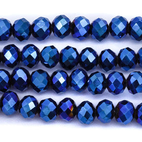 73CD878: Crystal Round Rondelle Metallic Blue 4x6mm 1 String