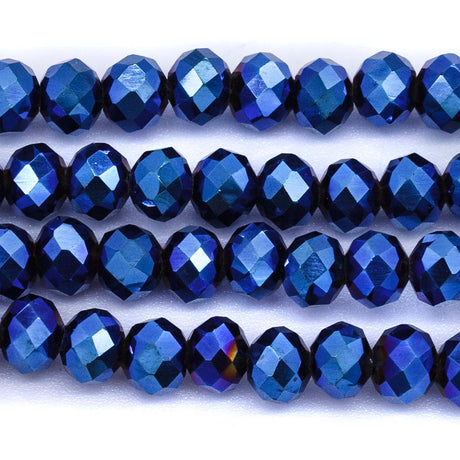 73CD878: Crystal Round Rondelle Metallic Blue 4x6mm 1 String