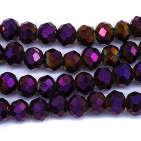 73CD899: Crystal Round Rondelle Metallic Purple 4x6mm 1 String