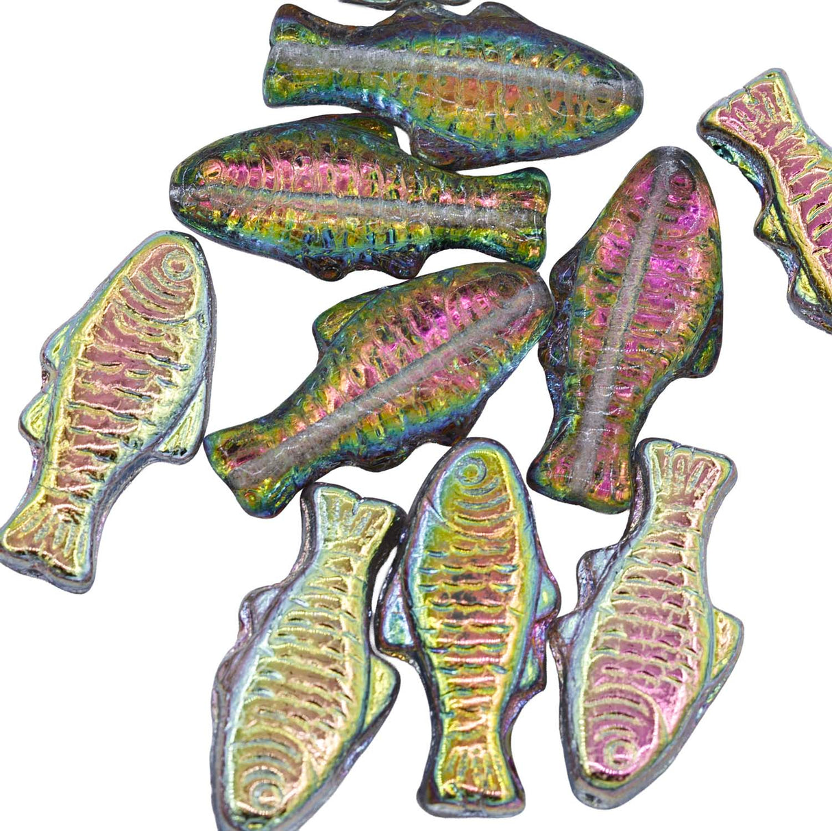 74FH505-B: CZ Fish Vitrail Inside and Out 24mm 10 Pieces