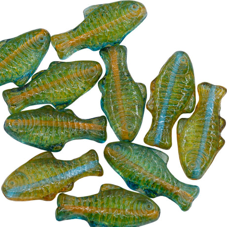 74FH5258: Preciosa Ornela Fish Yellow and Topaz 24mm 10 Pieces