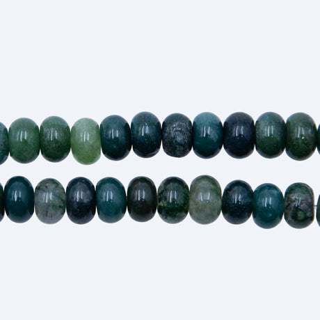 74ST452: 8mm Moss Agate Rondelle Beads 15.5"