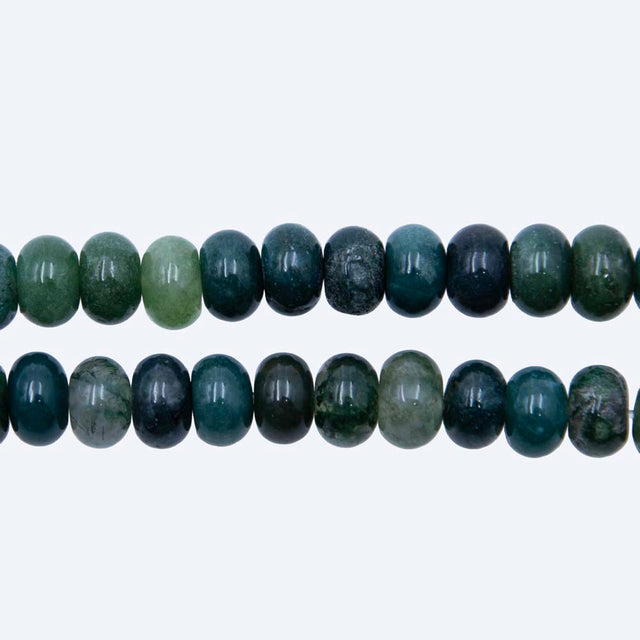 74ST452: 8mm Moss Agate Rondelle Beads 15.5"