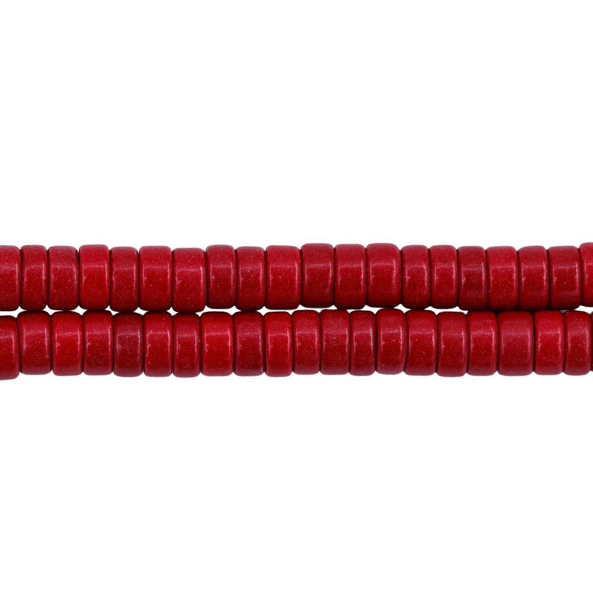74ST612-R: Magnesite Heishi Beads Red 4mm 15.5"