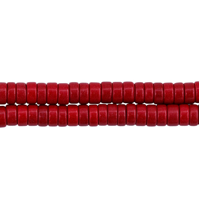 74ST612-R: Magnesite Heishi Beads Red 4mm 15.5"
