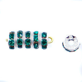 75CC287-S: Preciosa Crystal Rondell Emerald Silv 6mm-36PC