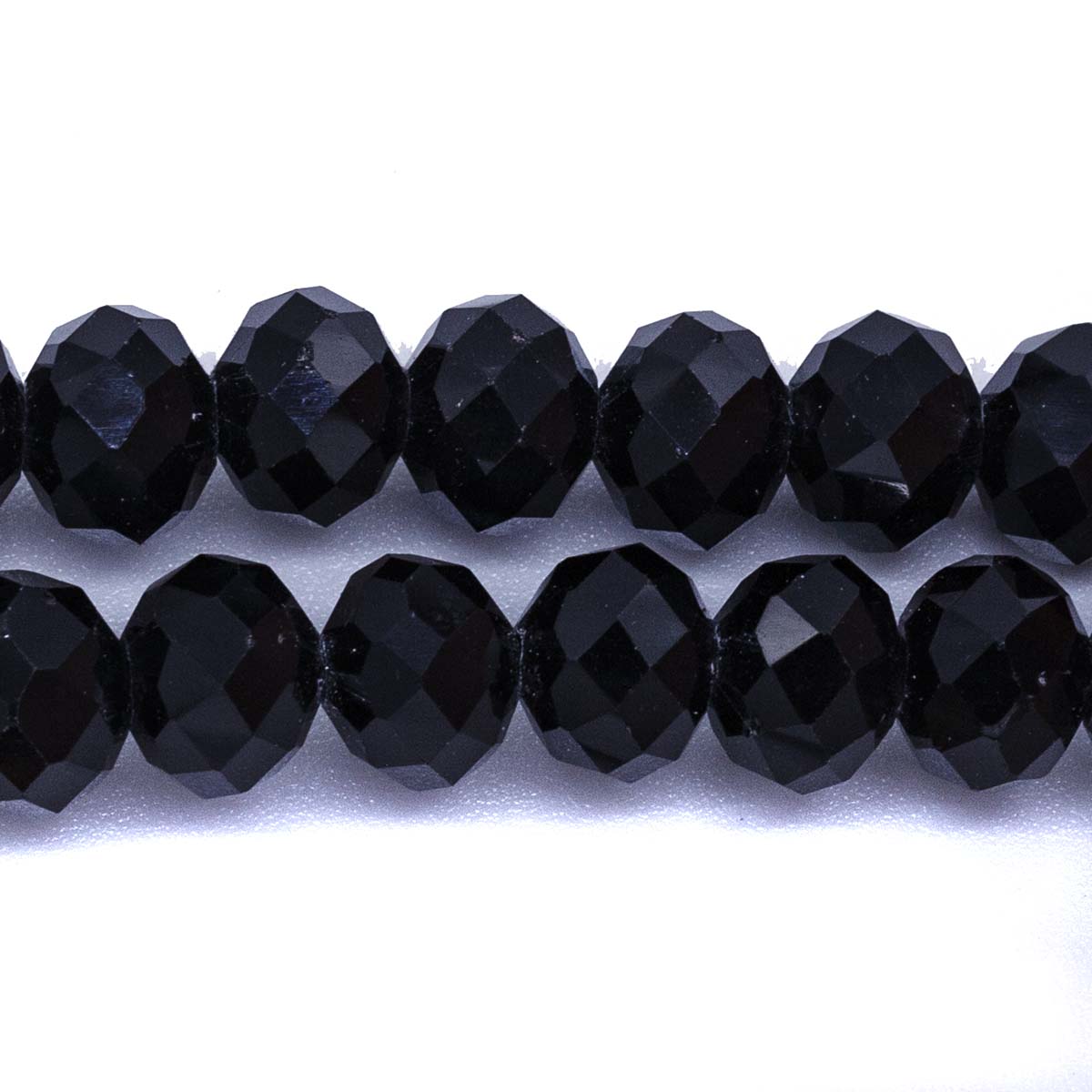75CD109: Crystal Faceted Rondelle Black 6x8mm 1 String