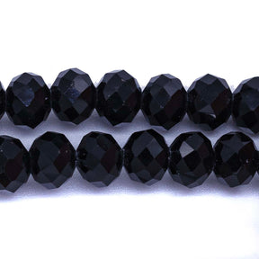 75CD109: Crystal Faceted Rondelle Black 6x8mm 1 String