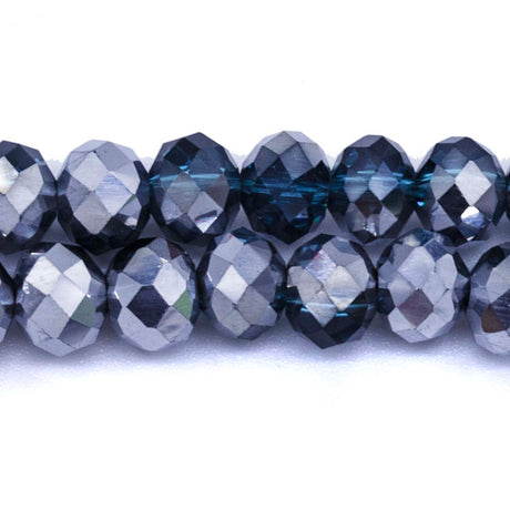75CD268-HS: Crystal Round Rondelle Aqua 1/2 Silver 6x8mm 68