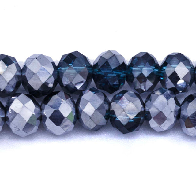 75CD268-HS: Crystal Round Rondelle Aqua 1/2 Silver 6x8mm 68