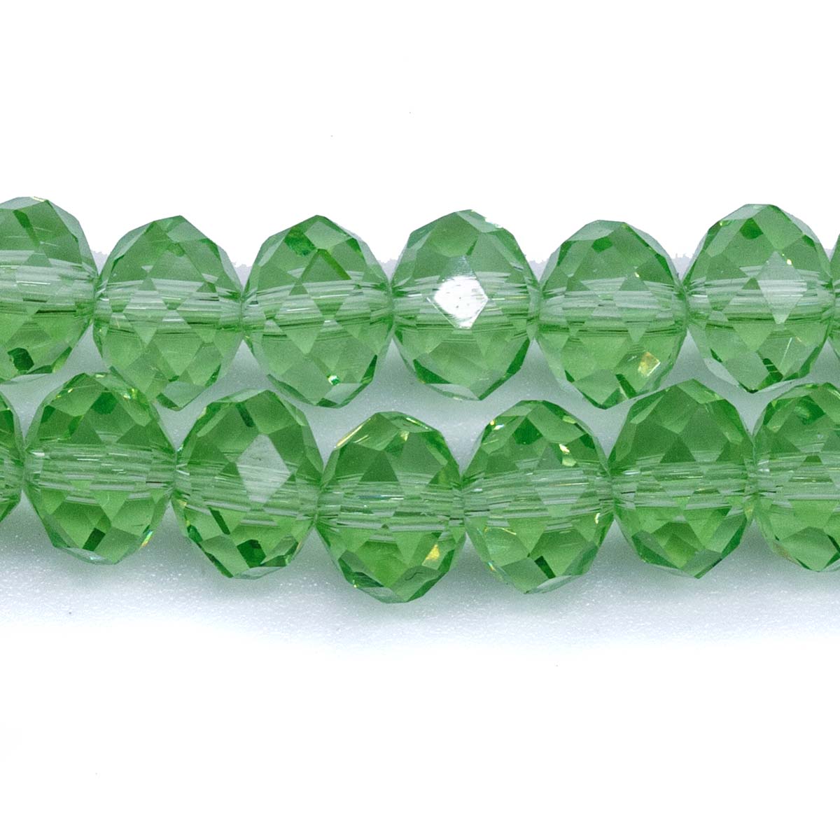 75CD281: Crystal Rondelle Spring Green AAA Grade 6X8MM 16" String