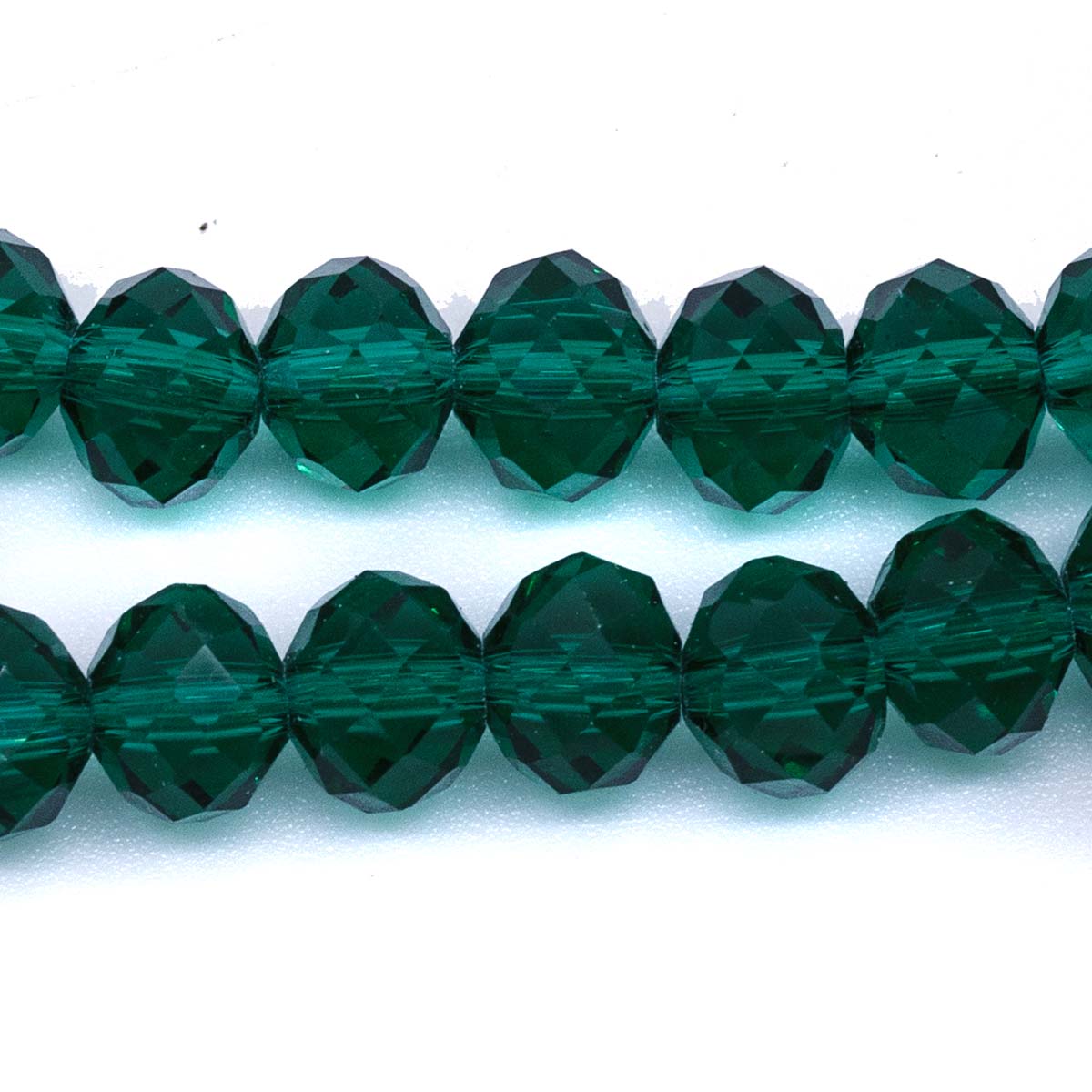 75CD287: Cut Crystal Rondelle Emerald 6x8mm 1 15" String