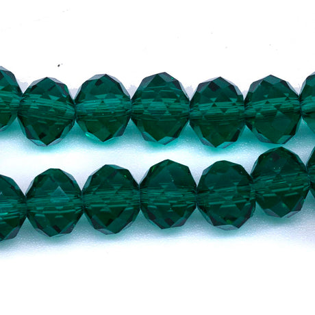 75CD287: Cut Crystal Rondelle Emerald 6x8mm 1 15" String