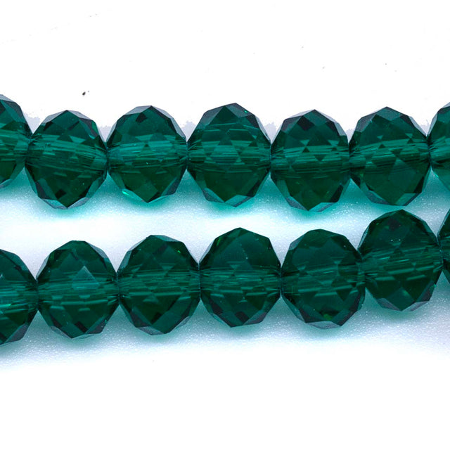 75CD287: Cut Crystal Rondelle Emerald 6x8mm 1 15" String
