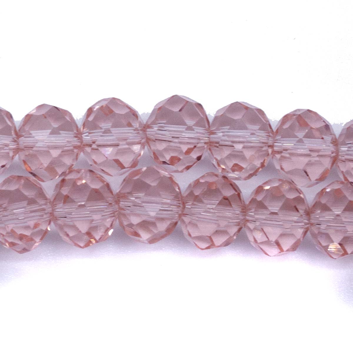 75CD291: Cut Crystal Rondelle Pink 6x8mm 1 15" String