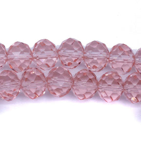 75CD291: Cut Crystal Rondelle Pink 6x8mm 1 15" String
