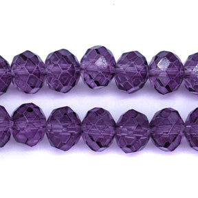 75CD297:  Crystal Faceted Rondell Tanzanite 6x8mm - 1 String