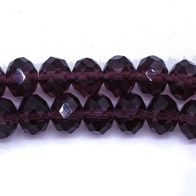 75CD298: Crystal Rondelle Amethyst AAA Grade 6X8MM 16" String