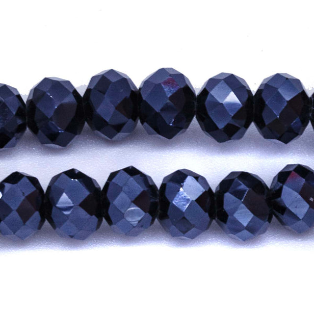 75CD309: Crystal Round Rondelle Gunmetal 6x8mm 65
