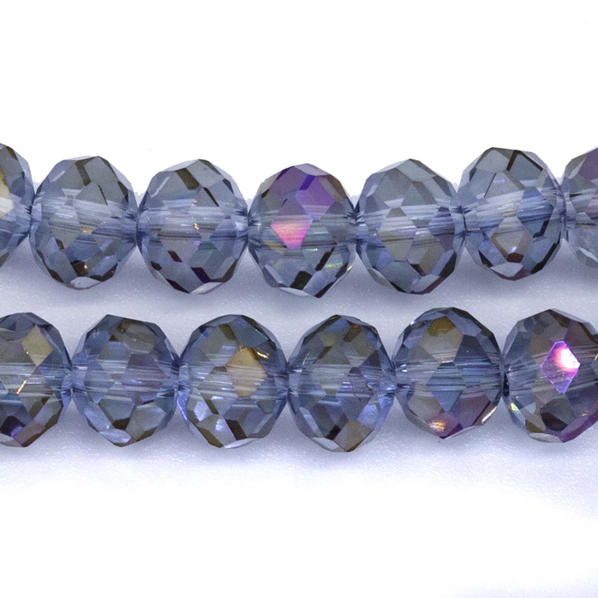 75CD505: Crystal Rondelle Grey Aurora Borealis Finish AAA Grade 6X8MM 16" String