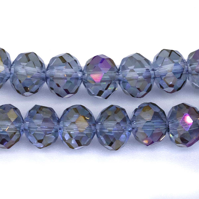 75CD505: Crystal Rondelle Grey Aurora Borealis Finish AAA Grade 6X8MM 16" String