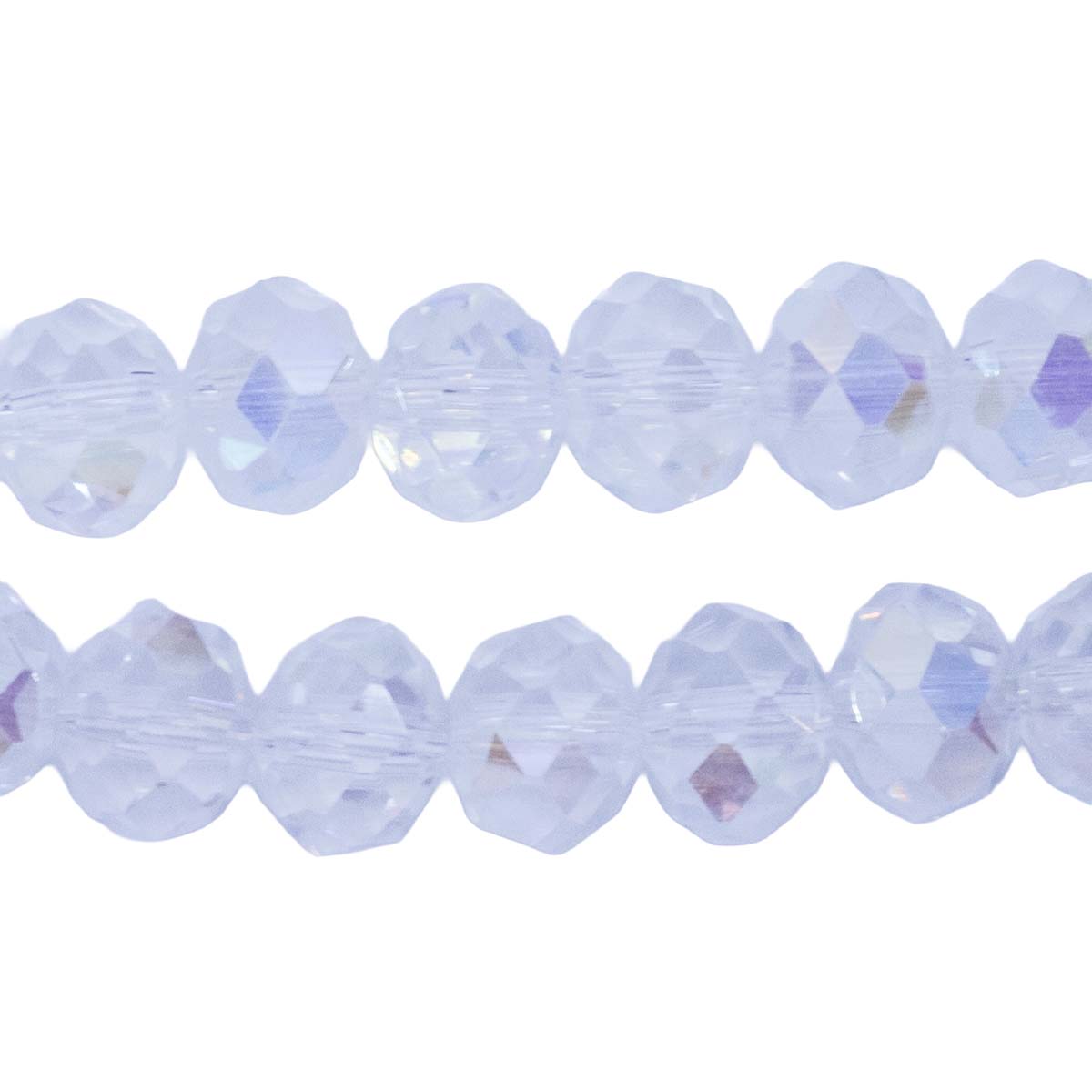 75CD512: Crystal Faceted Rondelle Crystal Aurora Borealis Finish 6x8mm 1 String