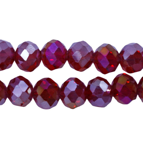 75CD544: Crystal Rondelle Siam Aurora Borealis Finish AAA Grade 6X8MM 16" String