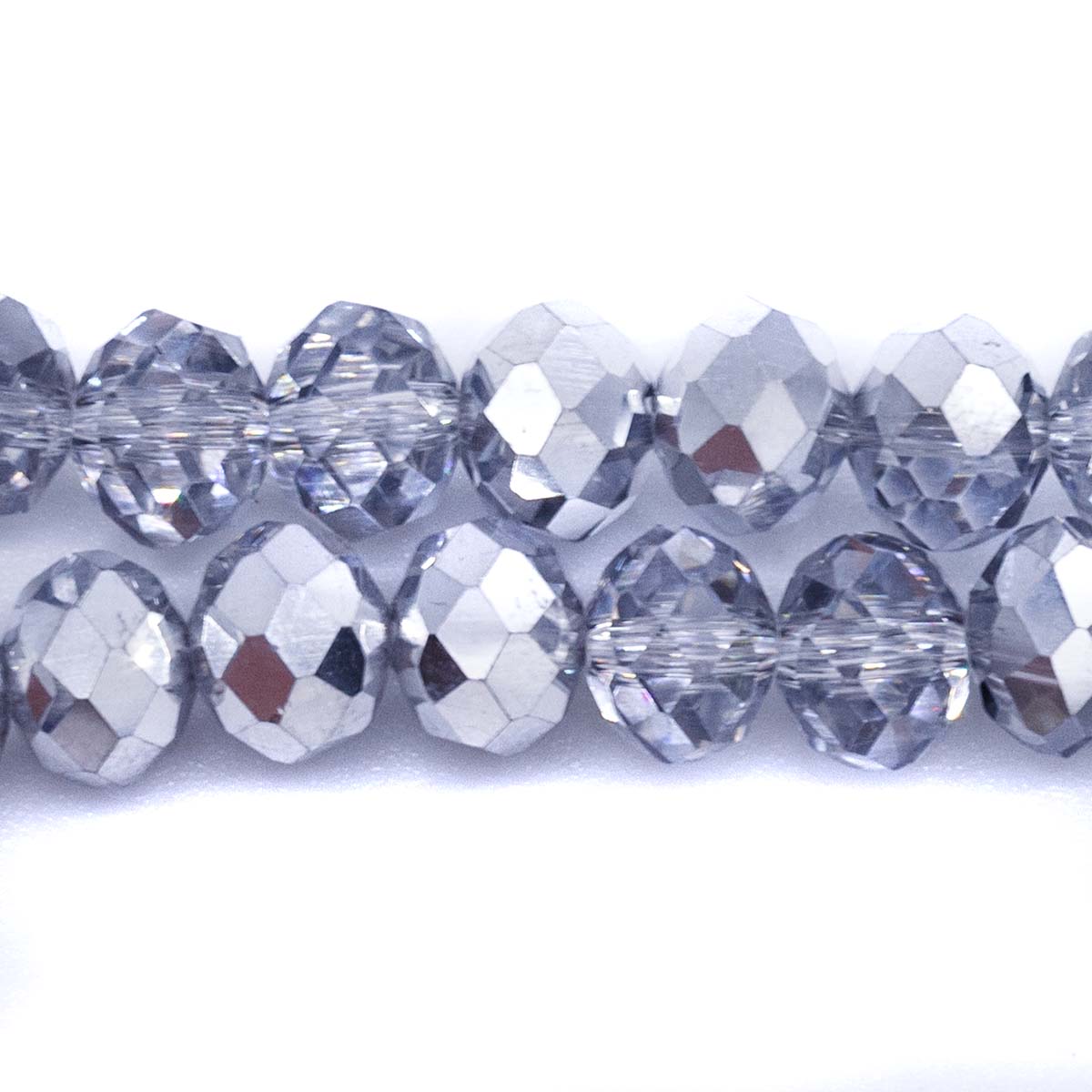 75CD817: Crystal Round Rondelle Nickel Silver 6x8mm 1 String