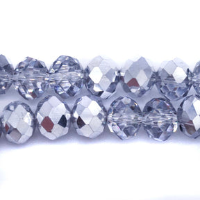 75CD817: Crystal Round Rondelle Nickel Silver 6x8mm 1 String