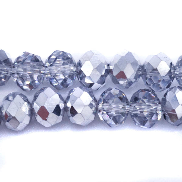 75CD817: Crystal Round Rondelle Nickel Silver 6x8mm 1 String