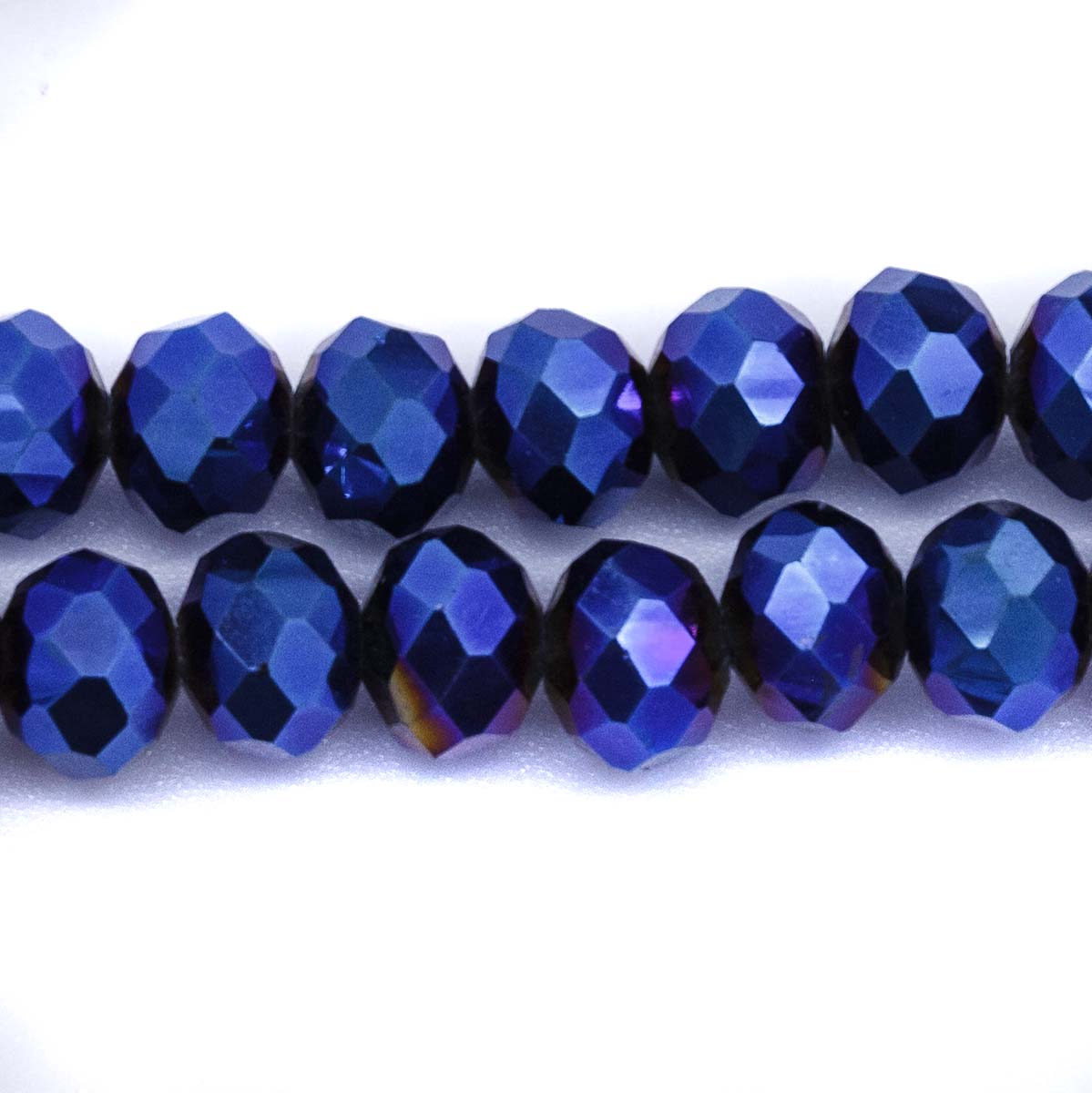 75CD878: Crystal Round Rondelle Metallic Blue 6x8mm 66