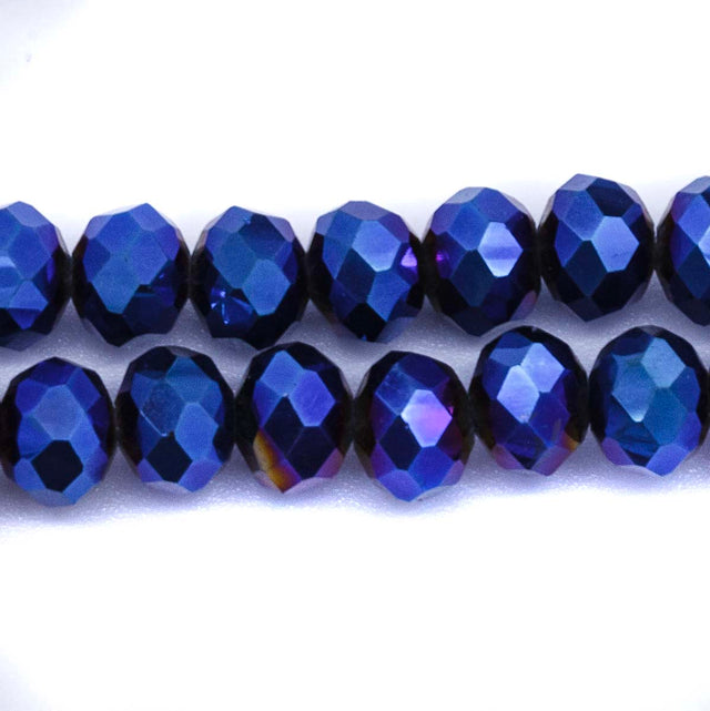 75CD878: Crystal Round Rondelle Metallic Blue 6x8mm 66